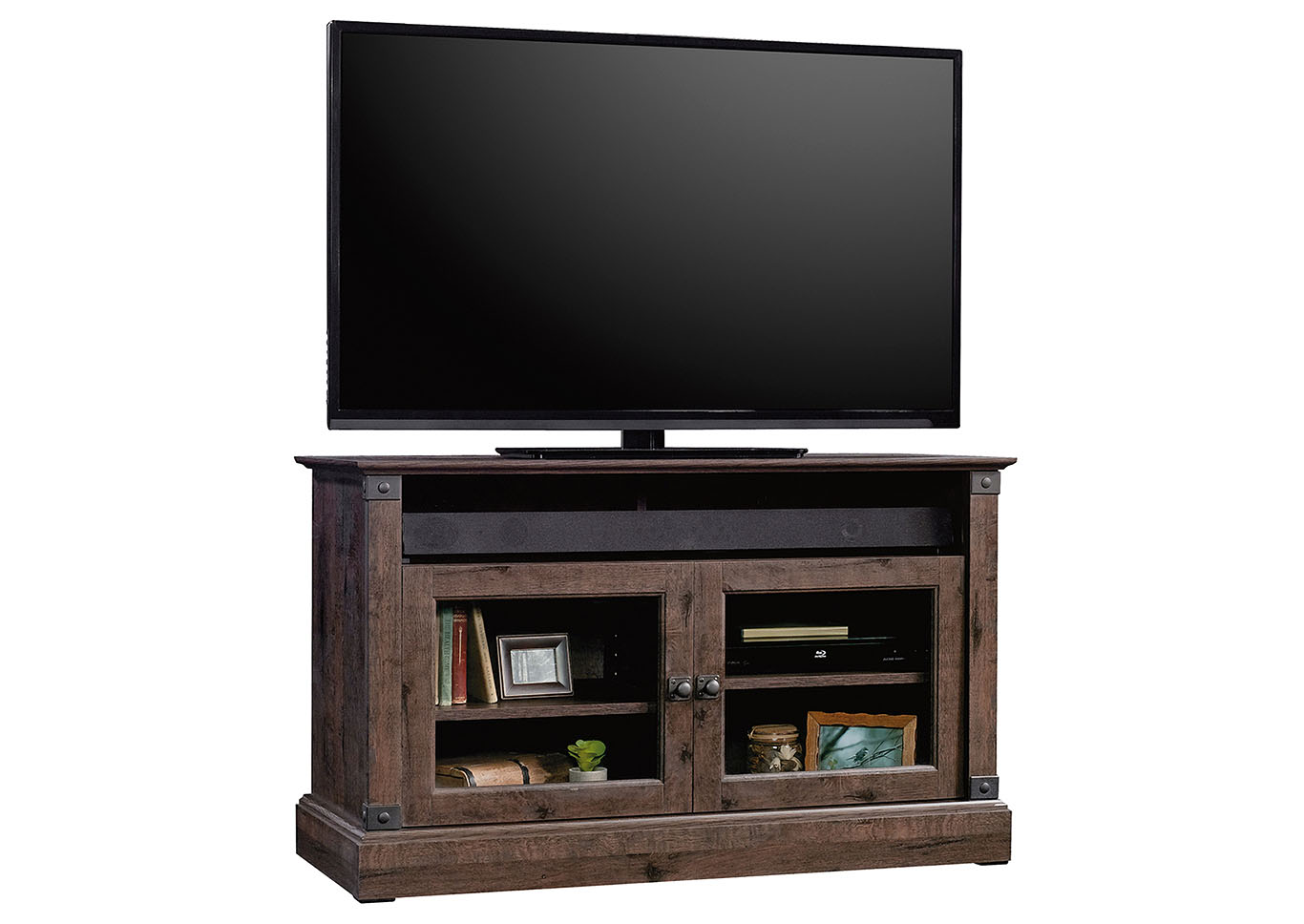 Carson Forge Coffee Oak Panel TV Stand,Sauder